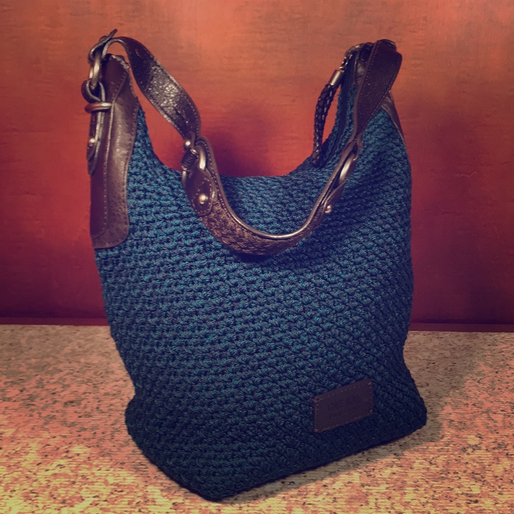The SAK Turquoise & Navy woven shoulder Bag